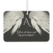 ANGEL WINGS Zwart Monogram Grappig Luchtverfrisser (Voorkant)