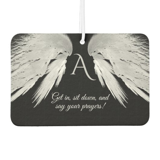 ANGEL WINGS Zwart Monogram Grappig Luchtverfrisser (Voorkant)