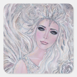 Angel winter Roos door Renee Lavoie Vierkante Sticker