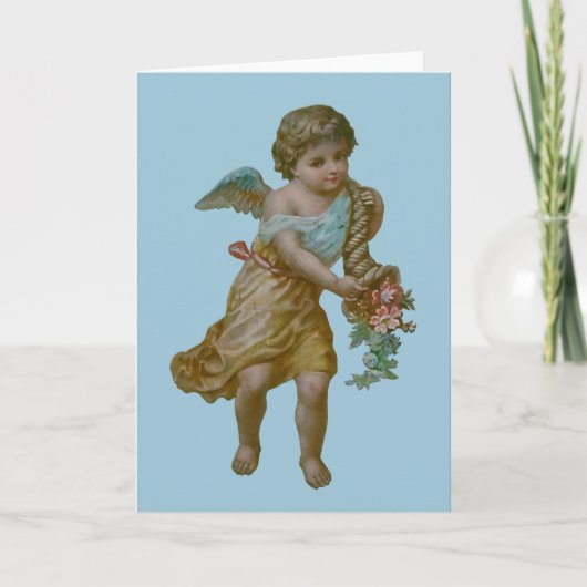 Angel with Cornucopia Greeting Card (Blue) Kaart (Voorkant)