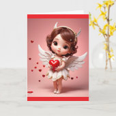 Angel With Heart Valentine Greeting Card Kaart (Gele Bloem)