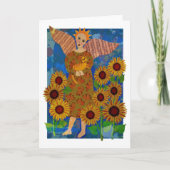Angel with Tabby Cat and Sunflowers Notitiekaartje (Voorkant)