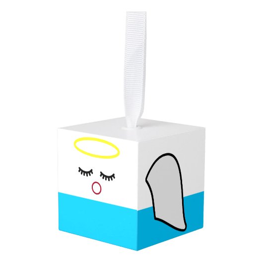 Angel Wooden Cube Christmas Ornament (Voorkant hoekig)