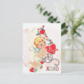 Angel xoxo rood hart briefkaart (Staand voorkant)