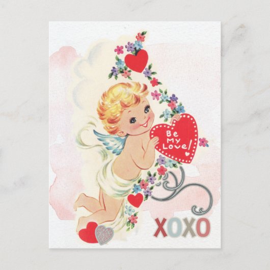 Angel xoxo rood hart briefkaart (Voorkant)