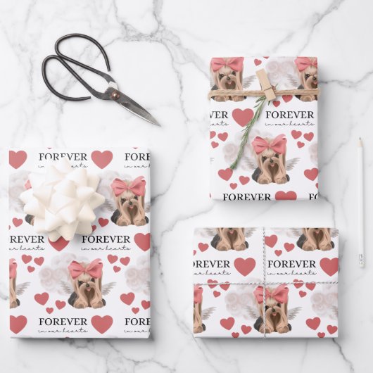 Angel Yorkie Wrapping Paper Flat Sheet Set van 3 (Voorkant)