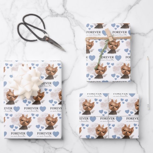 Angel Yorkie Wrapping Paper Flat Sheet Set van 3 (Voorkant)