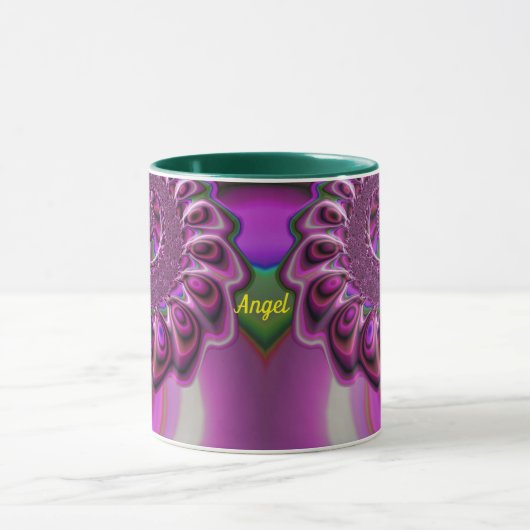 ANGEL ~ Zany 3D Fractal ~ Paars roze groen Mok (Midden)