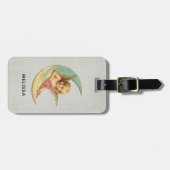  Angel zittend op een maansikkel Bagagelabel (Voorkant horizontaal)