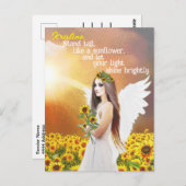 Angel Zonnebloem Stand Tall Quote Custom Name Art Briefkaart (Voorkant / Achterkant)
