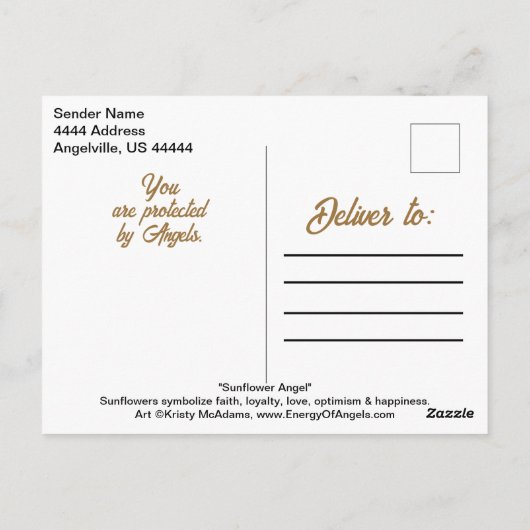 Angel Zonnebloem Stand Tall Quote Custom Name Art Briefkaart (Achterkant)