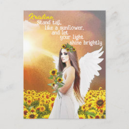 Angel Zonnebloem Stand Tall Quote Custom Name Art Briefkaart