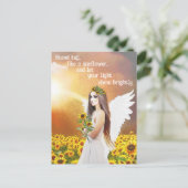 Angel Zonnebloem Stand Tall Quote Mooie Kunst Briefkaart (Staand voorkant)