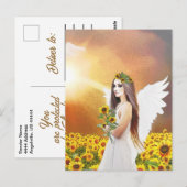 Angel Zonnebloem Vleugels Geel Herfst Mooie Kunst Briefkaart (Voorkant / Achterkant)