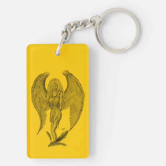 Angel - Zwart en geel design Sleutelhanger (achterkant)