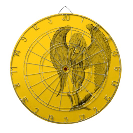 Angel - zwart en geel ontwerp dartbord (Voorkant)