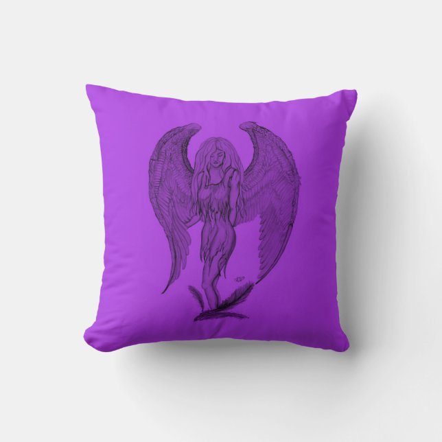 Angel - zwart en paars ontwerp kussen (Voorkant)