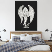 Angel - Zwart en wit design Canvas Afdruk (Insitu (Slaapkamer))