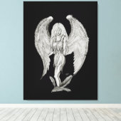 Angel - Zwart en wit design Canvas Afdruk (Insitu (Houten vloer))