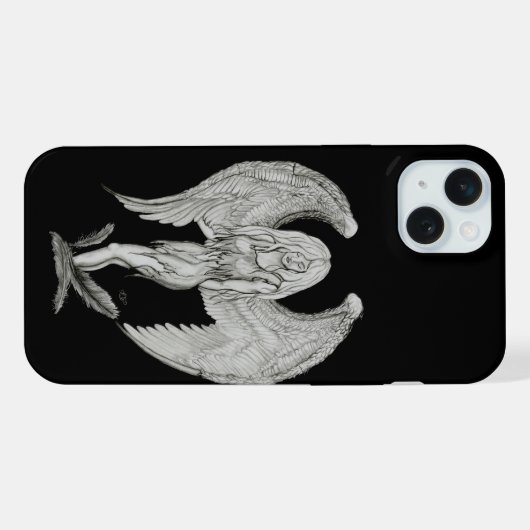 Angel - Zwart en wit design iPhone Hoesje (Achterkant horizontaal)