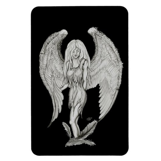 Angel - Zwart en wit design Magneet (Verticaal)