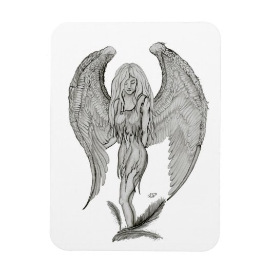 Angel - Zwart en wit design Magneet (Verticaal)