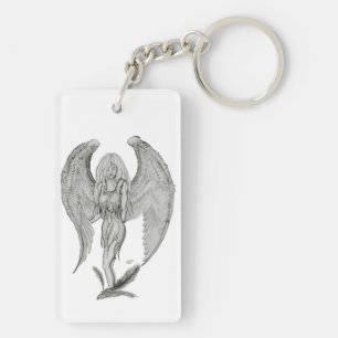 Angel - zwart-wit design sleutelhanger
