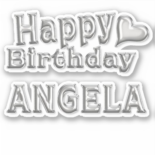 Angela Happy Birthday silver Aufkleber Sticker (Voorkant)