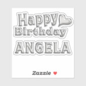 Angela Happy Birthday silver Aufkleber Sticker (Vel)
