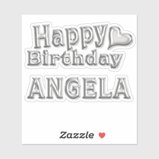 Angela Happy Birthday silver Aufkleber Sticker (Vel)
