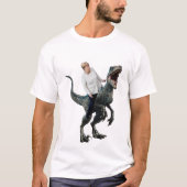 Angela Merkel rijdt met een velociraptor Sticker T-shirt (Voorkant)