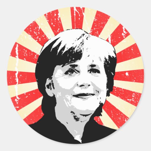 Angela Merkel Ronde Sticker (Voorkant)