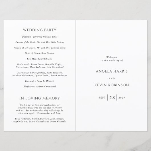 Angela Modern huwelijksprogramma (Voorkant)