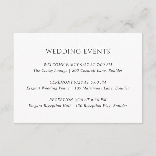Angela Modern Wedding Informatiekaartje (Voorkant)