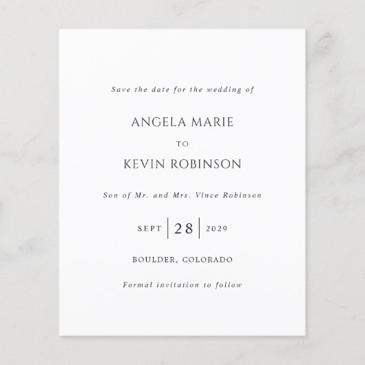 Angela Modern Wedding Save the Date (Voorkant)