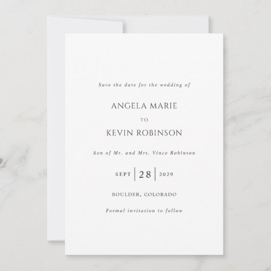 Angela Modern Wedding Save The Date (Voorkant)