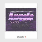 Angela Name Vorname lila retro Sticker Geburtstag (Vel)