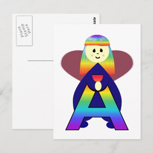 Angelbet Letter A Briefkaart (Voorkant / Achterkant)