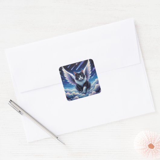 AngelCat Vierkante Sticker (Envelop)