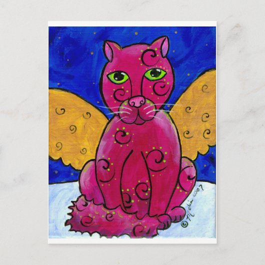 AngelCatPink Briefkaart (Voorkant)