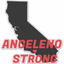 ANGELENO STRONG Red Block CA Solid Heart