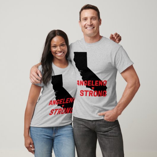 ANGELENO STRONG Red Block CA Solid Heart T-shirt (Unisex)