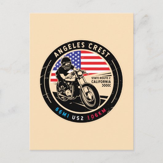 Angeles Crest Highway California Motorcycle Briefkaart (Voorkant)
