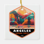 Angeles National Forest California  Emblem Keramisch Ornament<br><div class="desc">Angeles vectorkunstwerk ontwerp. Het ligt in het San Gabriel-gebergte en het Sierra Pelona-gebergte.</div>