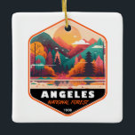 Angeles National Forest California  Emblem Keramisch Ornament<br><div class="desc">Angeles vectorkunstwerk ontwerp. Het ligt in het San Gabriel-gebergte en het Sierra Pelona-gebergte.</div>