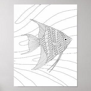 Angelfish Adult Coloring Poster