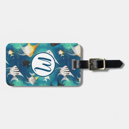 Angelfish Aquarium Pattern Bagagelabel (Voorkant horizontaal)