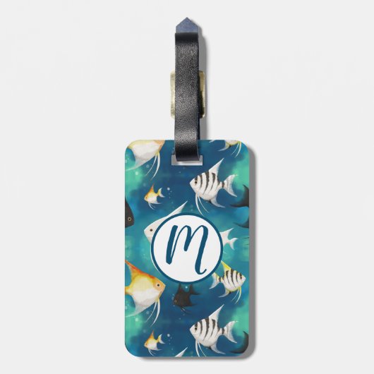 Angelfish Aquarium Pattern Bagagelabel (Achterkant verticaal)