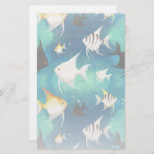 Angelfish Aquarium Pattern Briefpapier (Voorkant / Achterkant)