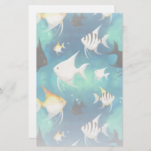 Angelfish Aquarium Pattern Briefpapier (Voorkant / Achterkant)